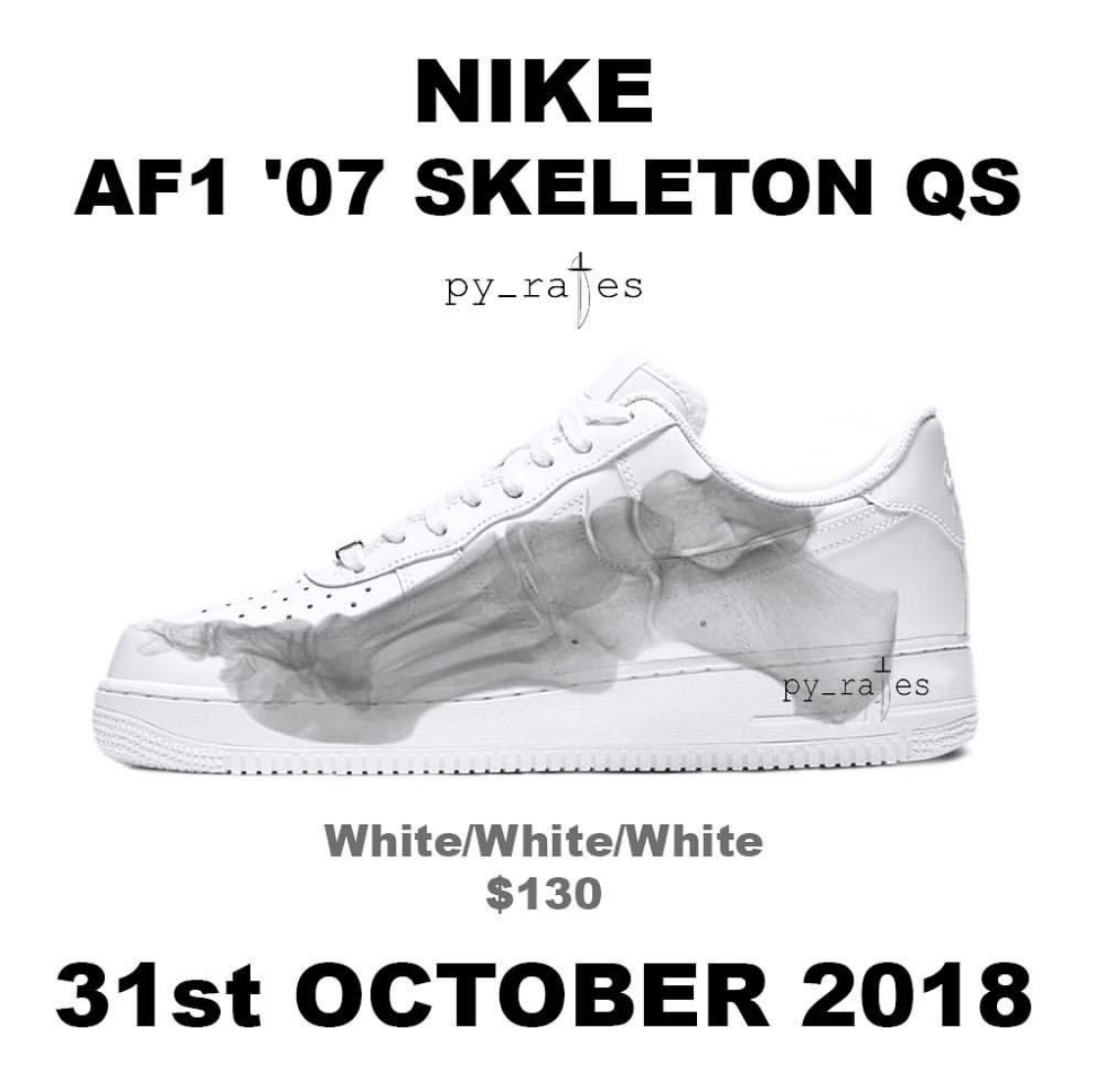 超酷air force 1"spooky skeleton"发售日期曝光!错过