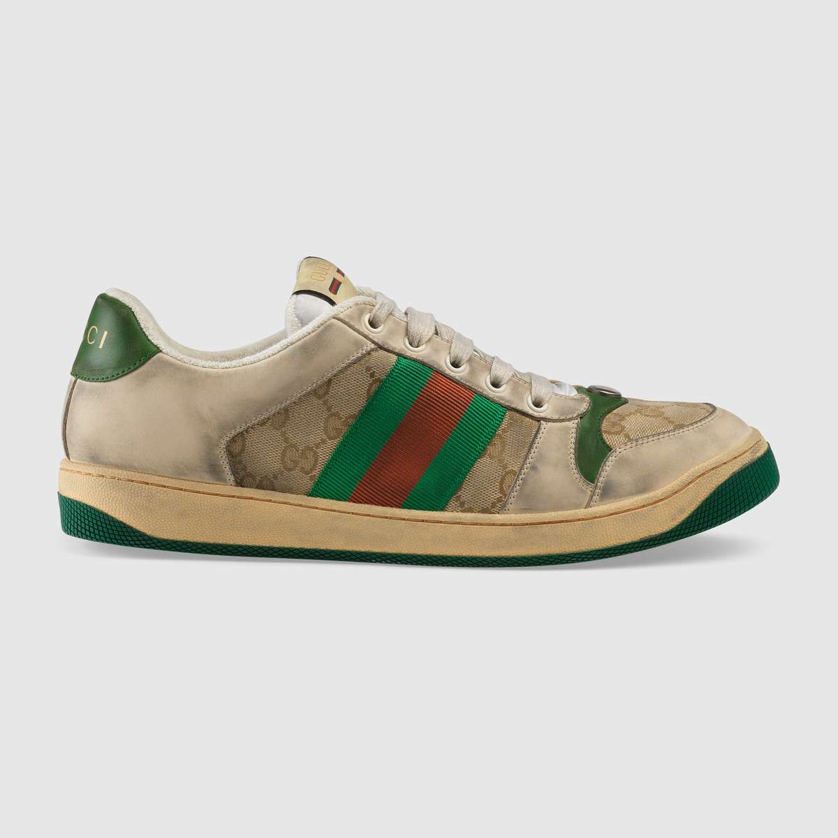 Gucci Leather Lace-up Shoe With Web in White for Men - Lyst